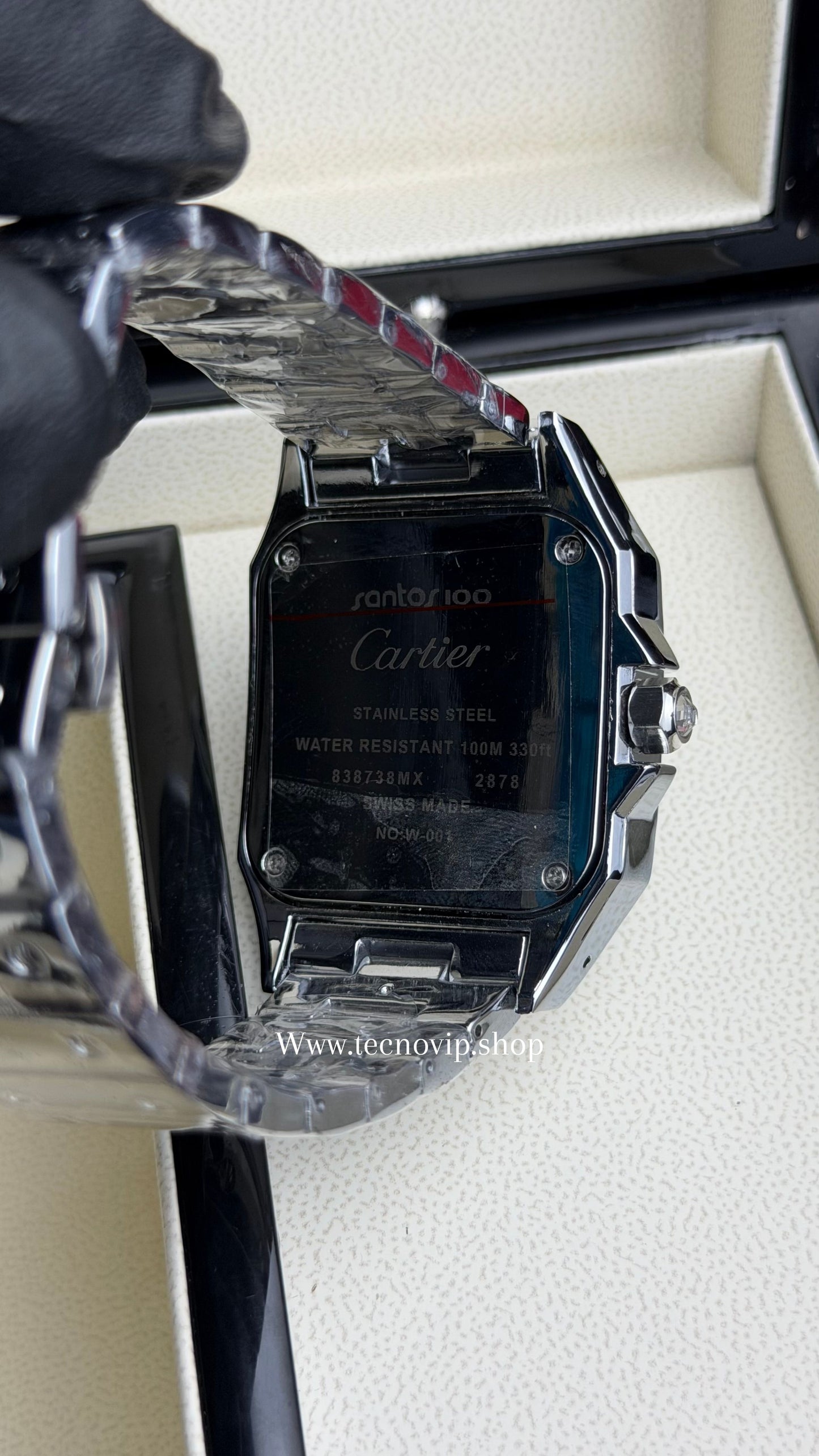CARTIER SANTOS SILVER AND BLUE