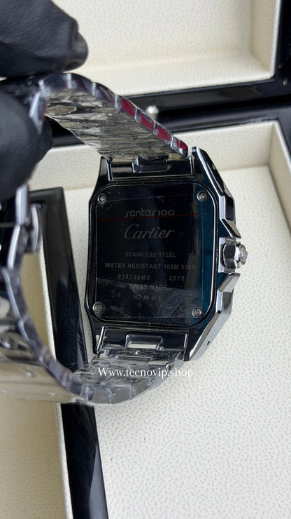 CARTIER SANTOS SILVER AND BLUE