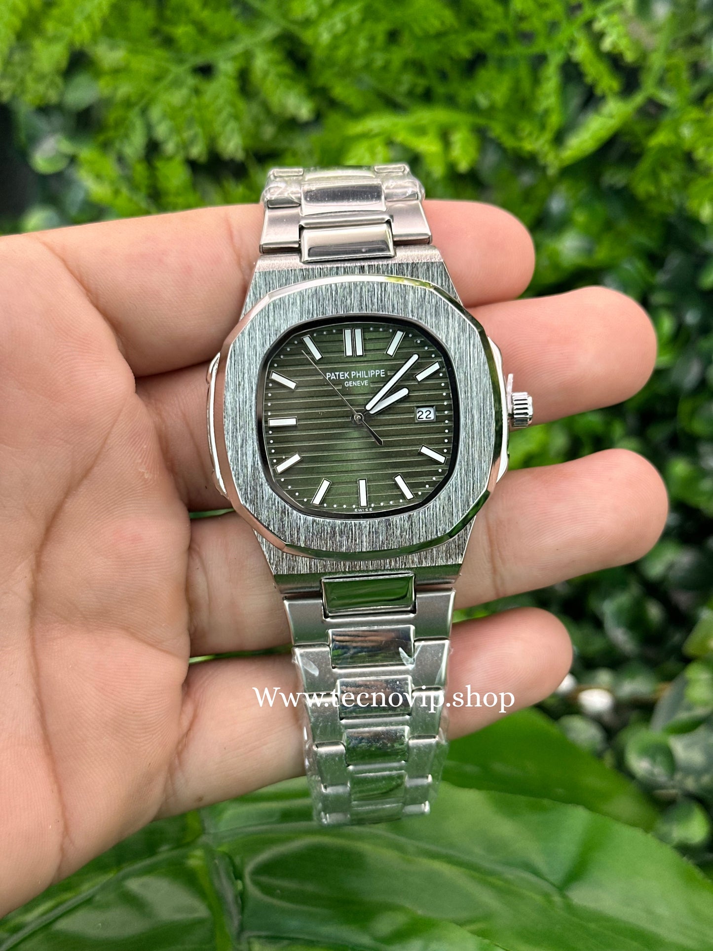 PATEK PHILIPPE NAUTILUS SILVER AND GREEN SEMIAUTOMÁTICO