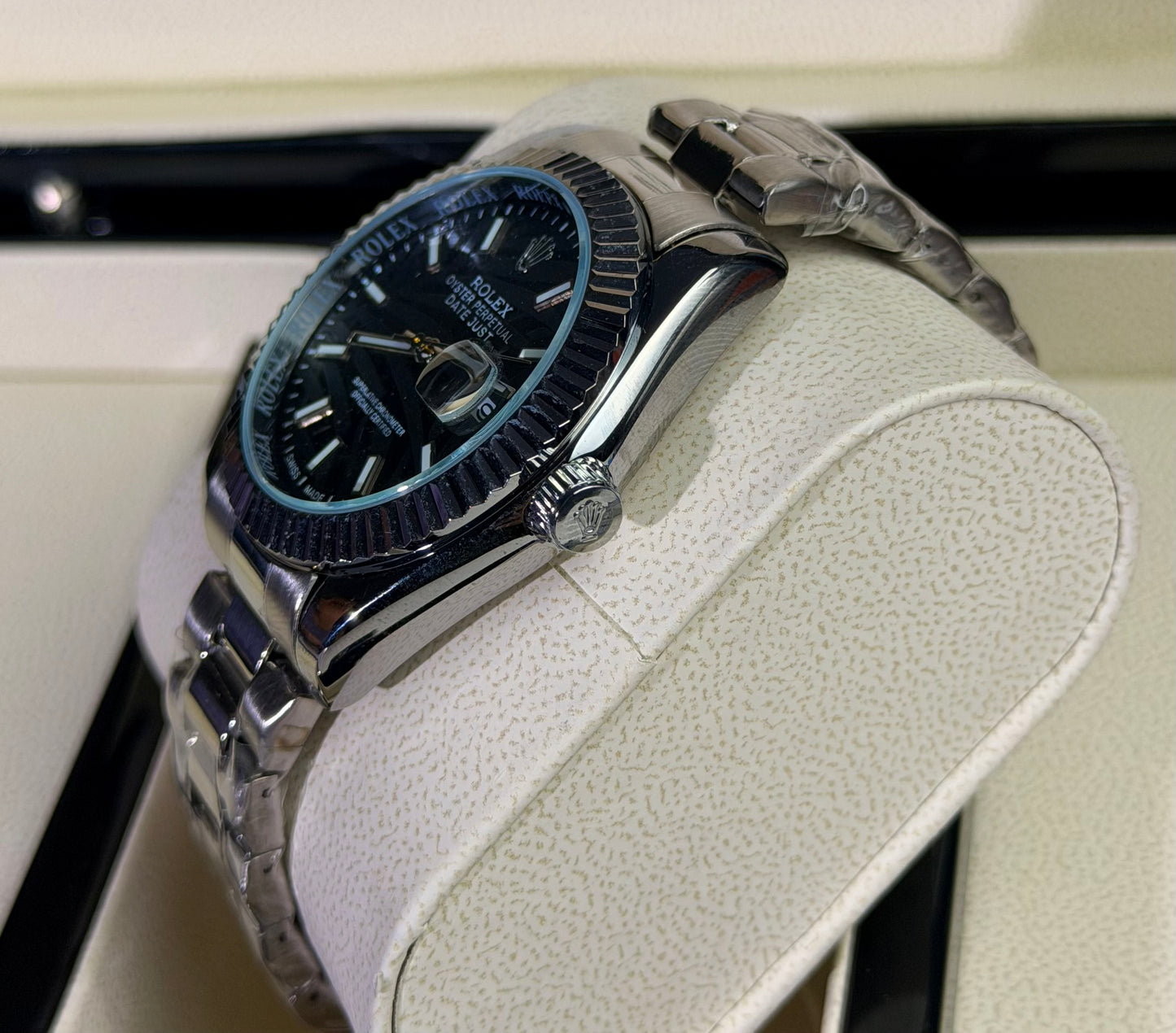 ROLEX DATEJUST SILVER AND BLACK PALMERA SEMIAUTOMÁTICO