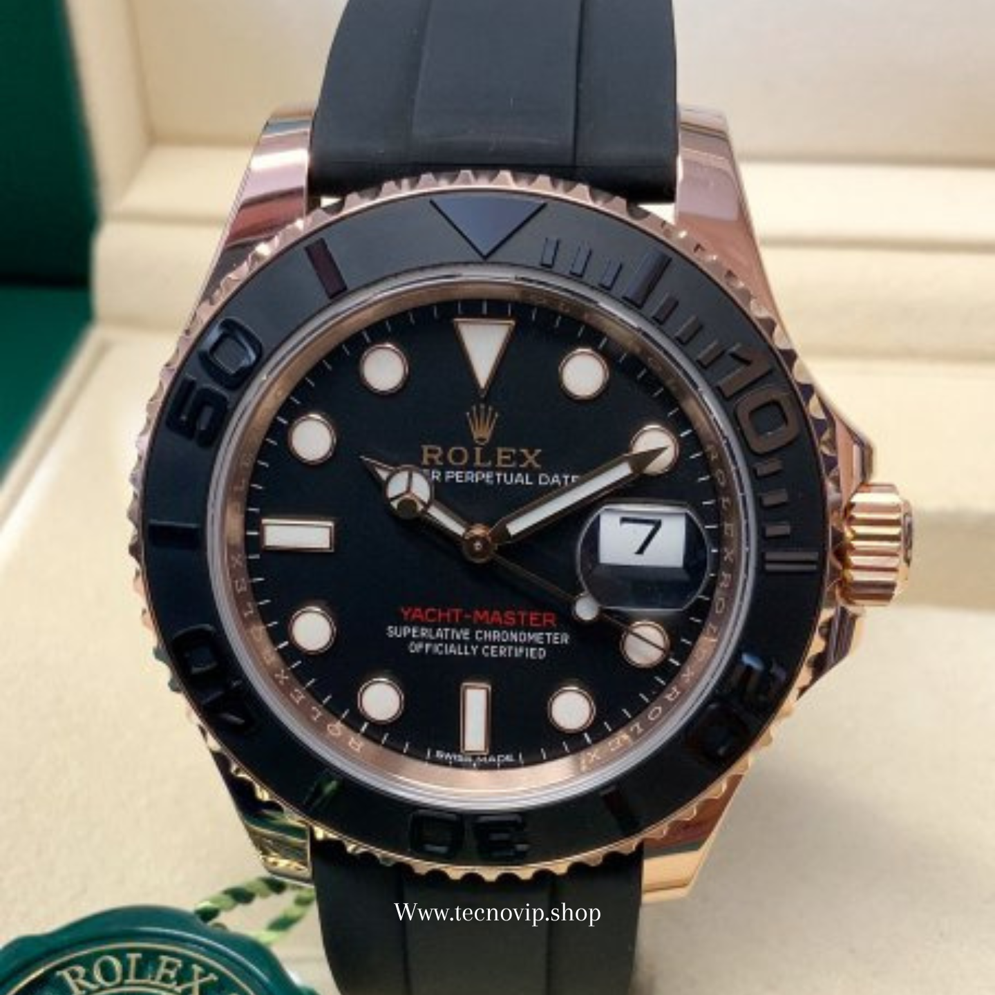 ROLEX YACHMASTER OYSTERFLEX BLACK GOLD ROSE FULL SET AAA