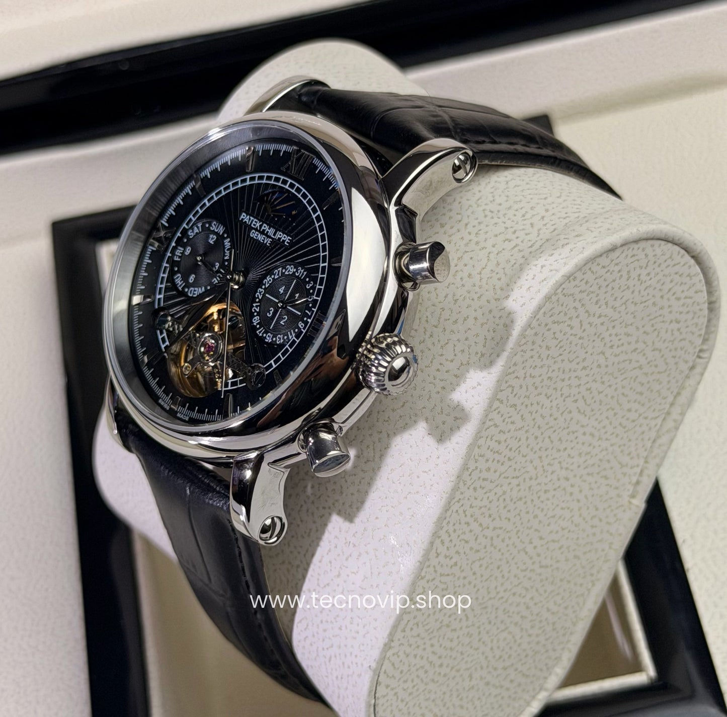 PATEK PHILLIPE COMPLICATION MOONDAY BLACK  AND BLACK SILVER  AAA+ (OPCIÓN A FULL SET)