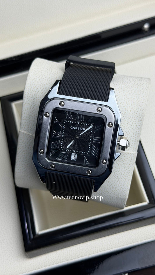 CARTIER SANTOS 100 BLACK SILVER BLACK