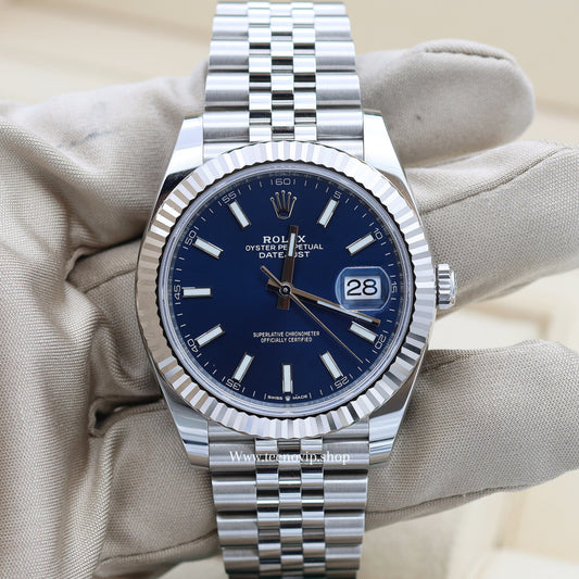 ROLEX DATE JUST SILVER AND BLUE FULL SET AAA+