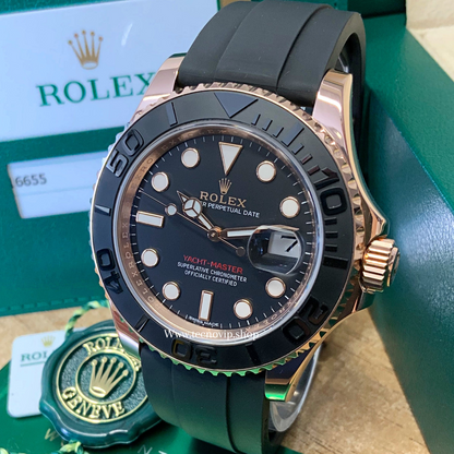 ROLEX YACHMASTER OYSTERFLEX BLACK GOLD ROSE FULL SET AAA