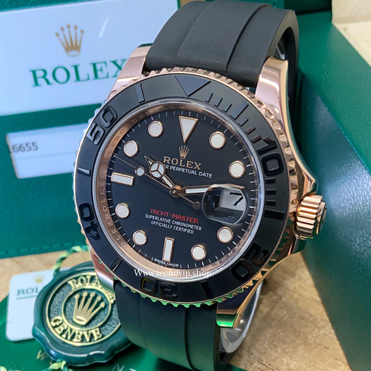 ROLEX YACHMASTER OYSTERFLEX BLACK GOLD ROSE FULL SET AAA