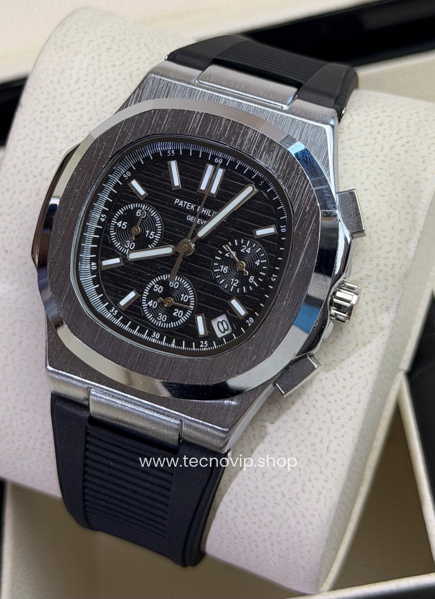PATEK PHILLIPI CRONOGRAF BLACK SILVER  FLEX