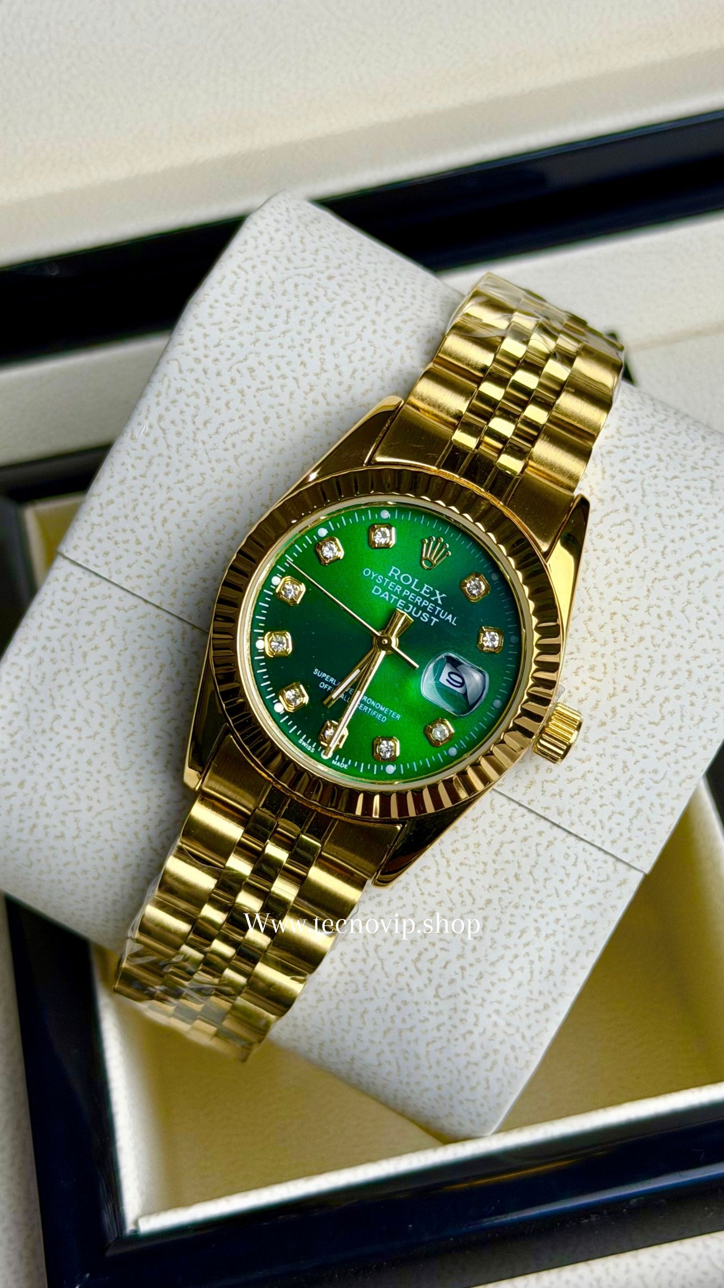 ROLEX PRESIDENCIAL GOLD AND GREEN (MUJER)