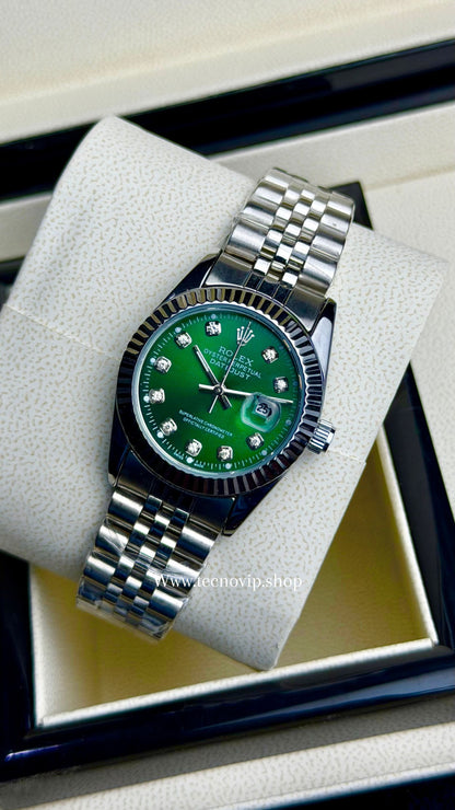 ROLEX PRESIDENCIAL  SILVER AND GREEN  (MUJER)
