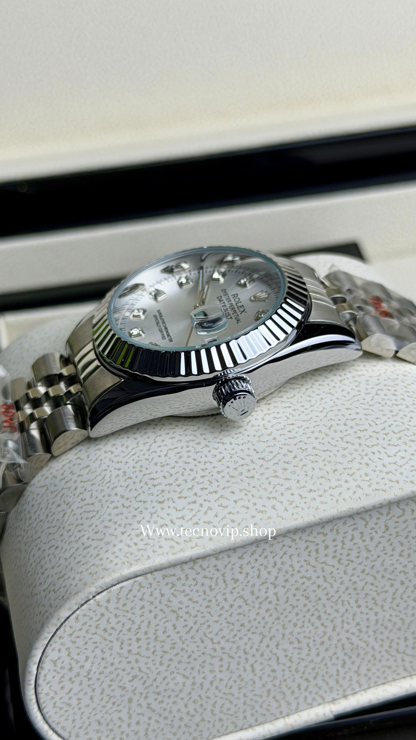 ROLEX PRESIDENCIAL SILVER AND WHITE STONE WHITE   (MUJER)