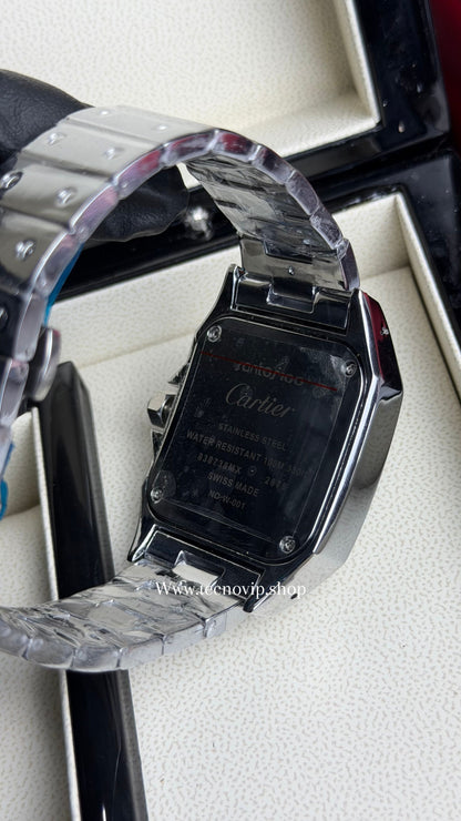 CARTIER SANTOS SILVER AND GREEN
