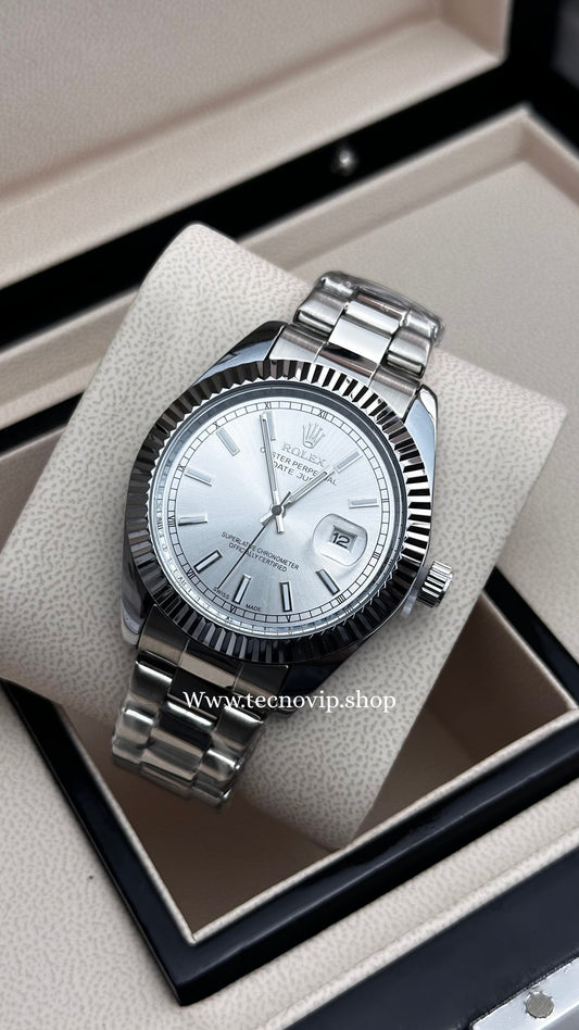 ROLEX DATEJUST SILVER AND WHITE
