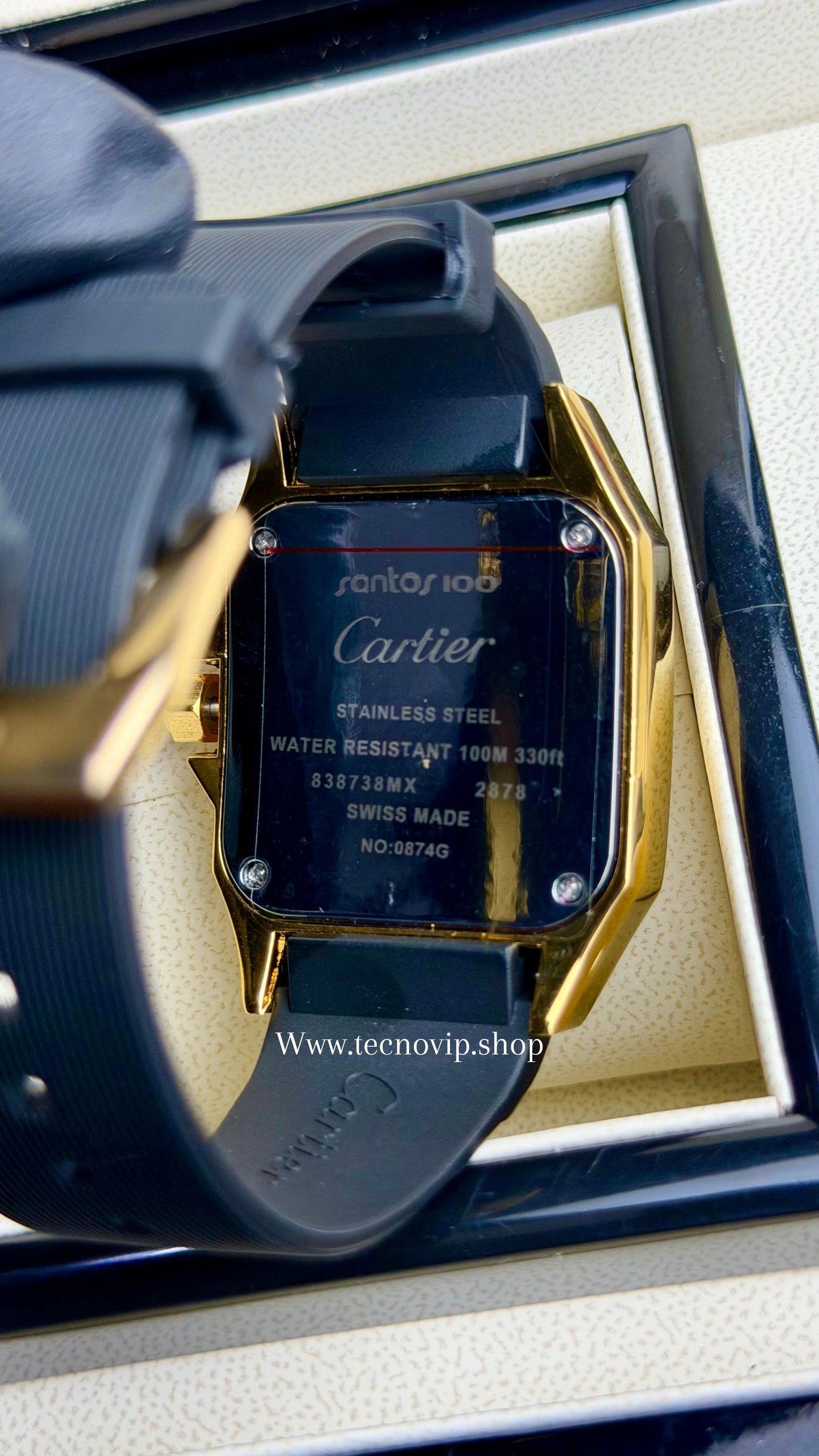 CARTIER SANTOS 100 WHITE GOLD BLACK