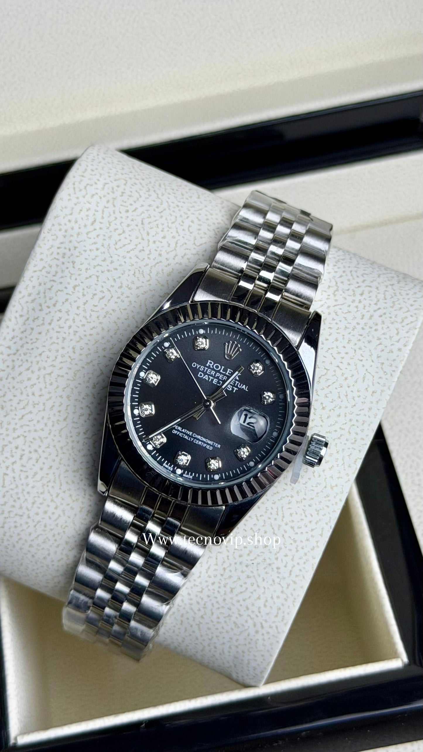 ROLEX PRESIDENCIAL SILVER AND BLACK  (MUJER)
