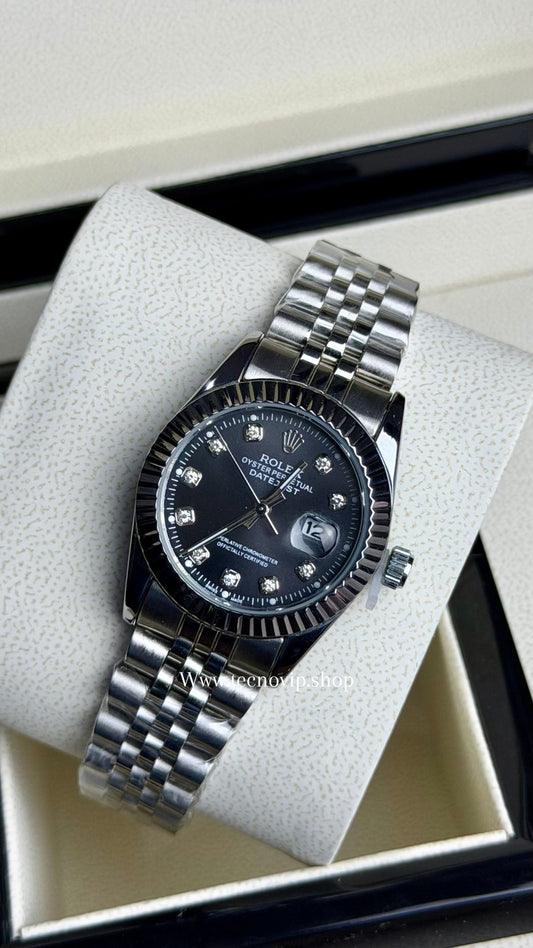 ROLEX PRESIDENCIAL SILVER AND BLACK  (MUJER)