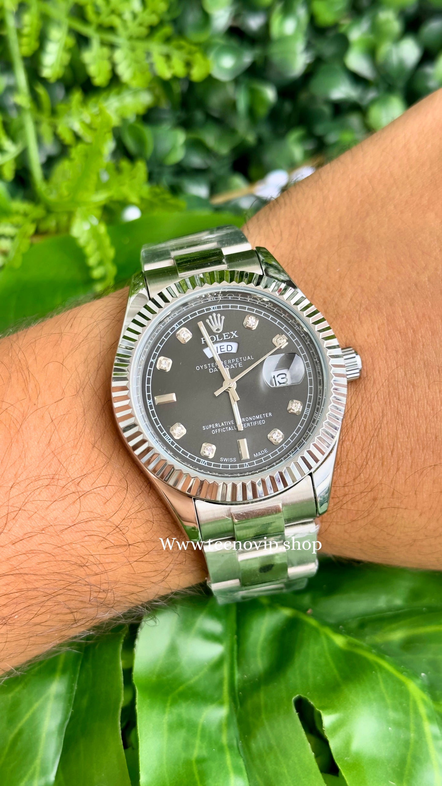 ROLEX DAY DATE SILVER AND BLACK SEMIAUTOMÁTICO