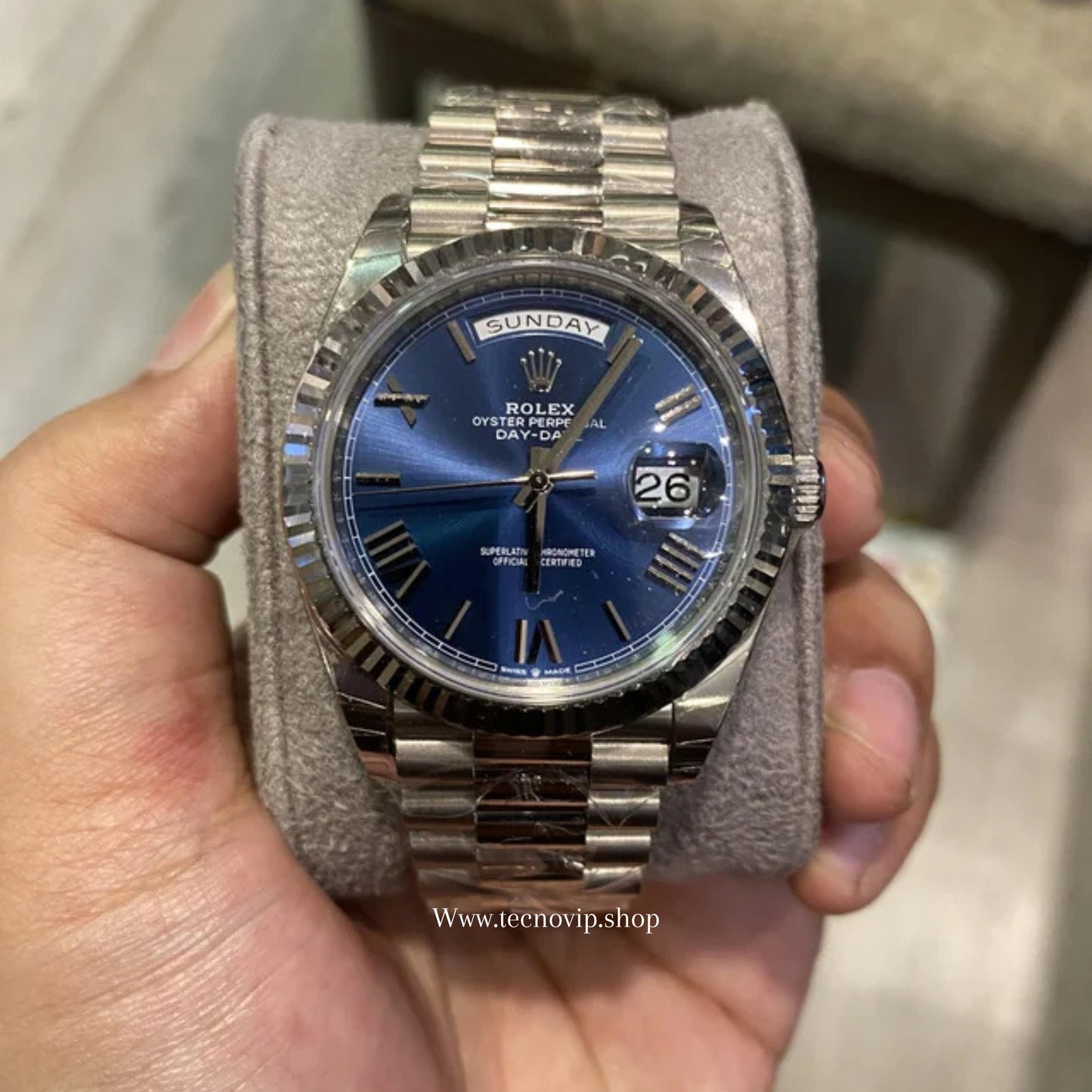 ROLEX DAYDATE SILVER AND BLUE FULL SET AAA+