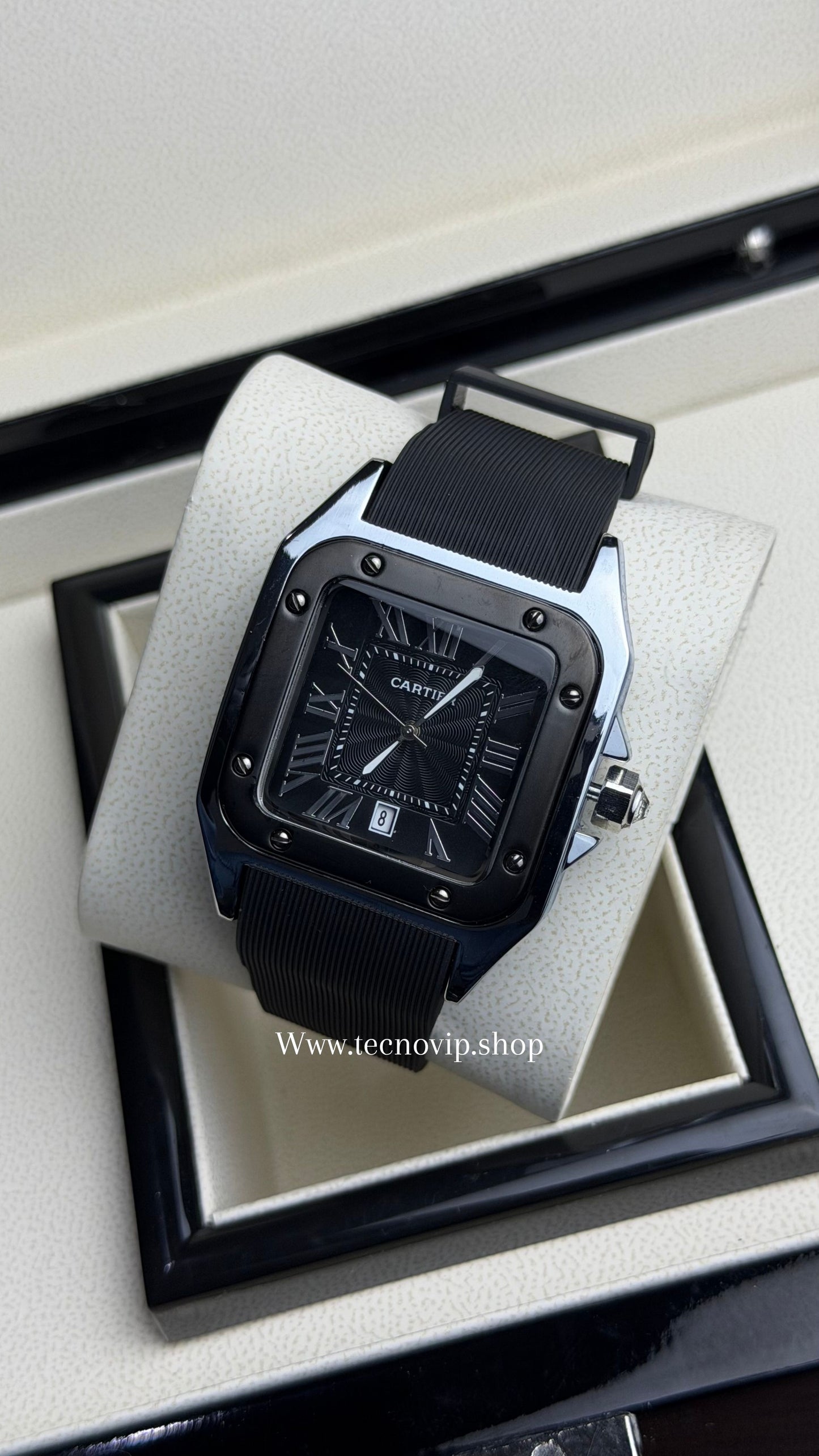 CARTIER SANTOS 100 BLACK BLACK SILVER