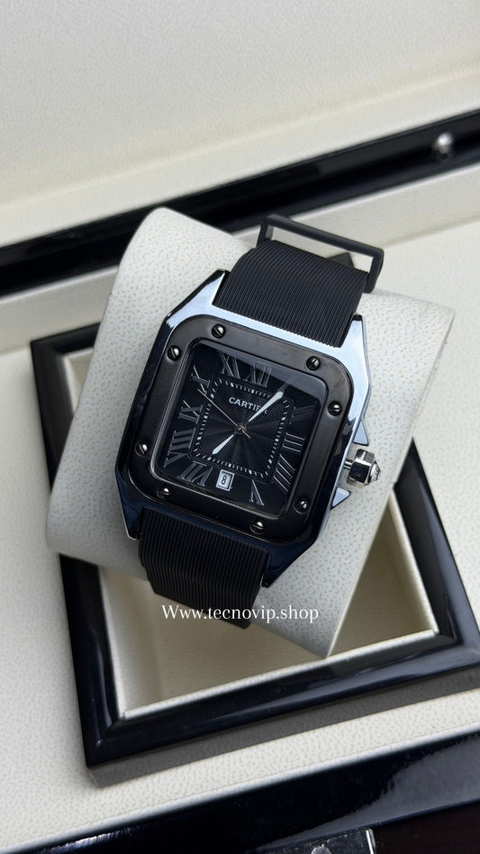 CARTIER SANTOS 100 BLACK BLACK SILVER