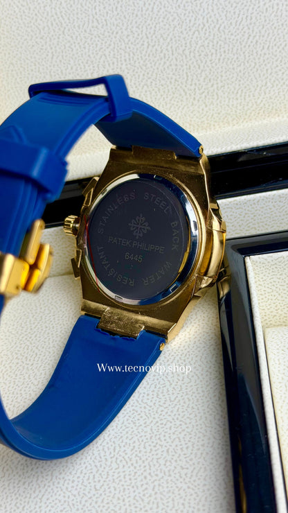 PATEK PHILLIPI CRONOGRAF GOLD BLUE FLEX