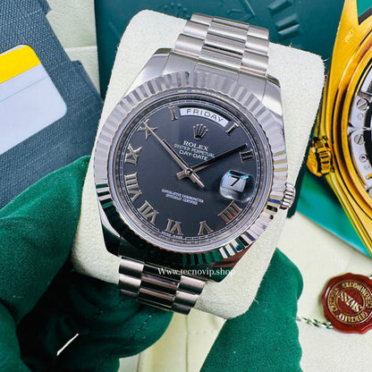 ROLEX DAYDATE SILVER AND BLACK FULL SET AAA+