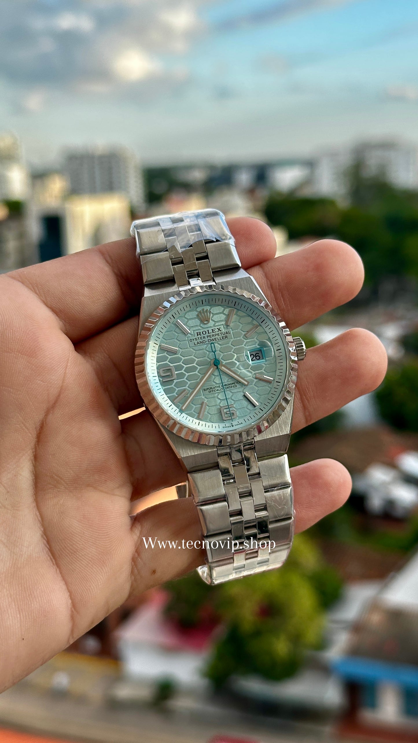 ROLEX LAND DWELLER SILVER AND TIFFANY  FULL SET AAA