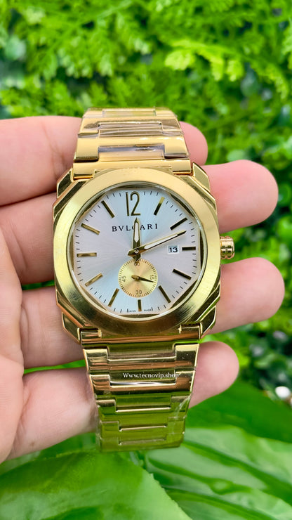 BVLGARI GOLD AND WHITE CRONOGRAF