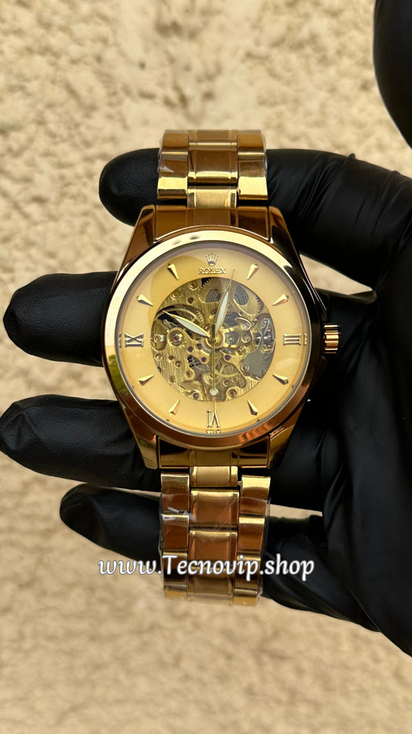 ROLEX SKELETON GOLD AND GOLD