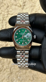 ROLEX PRESIDENCIAL SILVER AND GREEN (MUJER)