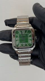 CARTIER SANTOS SILVER AND GREEN AAA