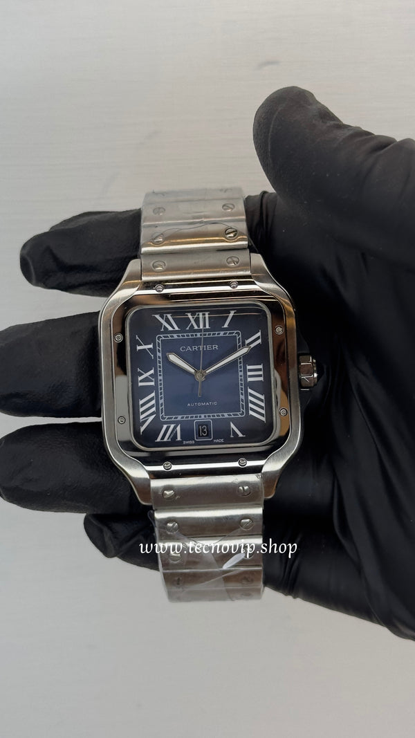 CARTIER SANTOS SILVER AND BLUE AAA