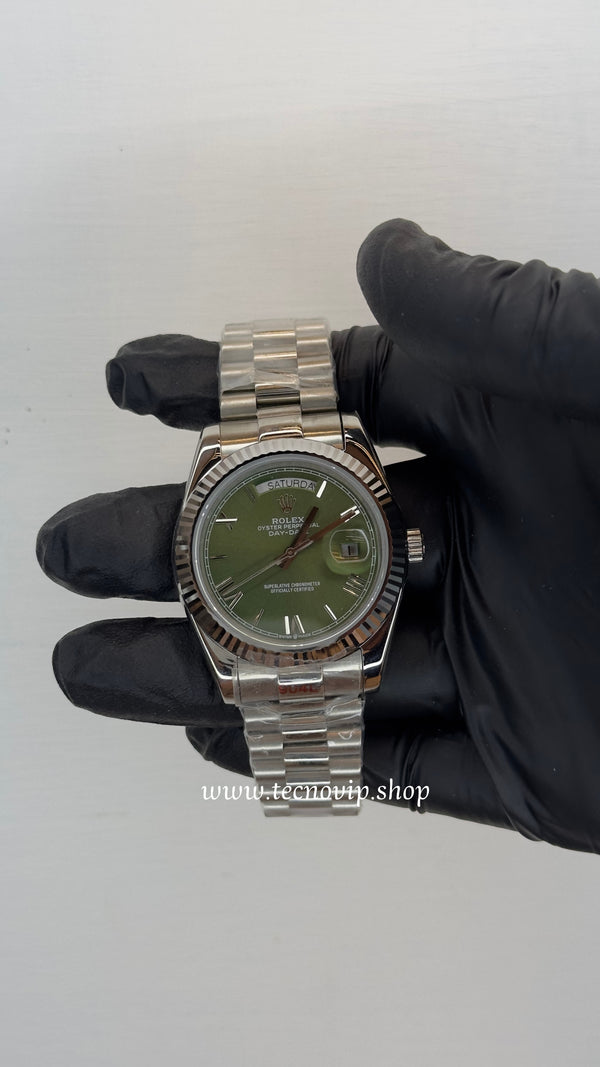 ROLEX DAY DATE SILVER AND GREEN AAA