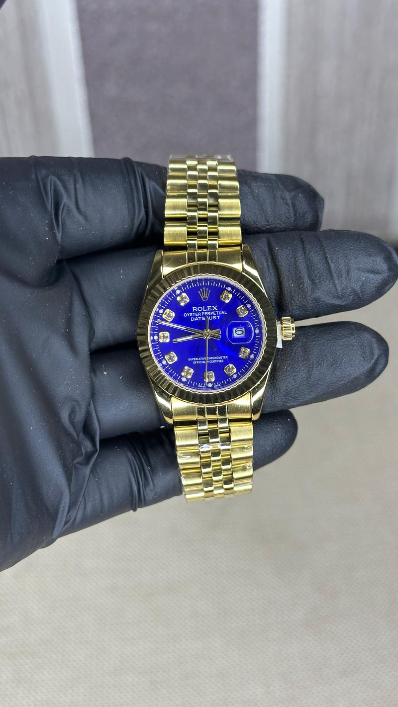 ROLEX GIRL  GOLD AND BLUE