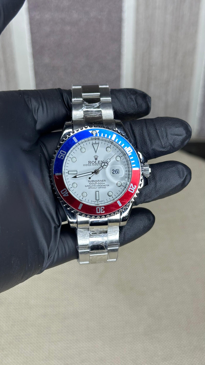 ROLEX SUBMARINER WHITE BLUE/RED