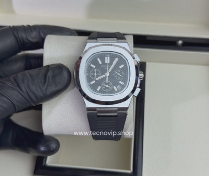 PATEK PHILLIPI CRONOGRAF BLACK SILVER  FLEX