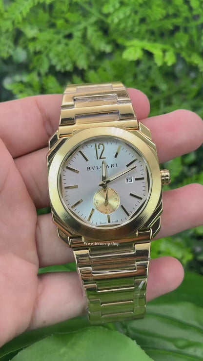BVLGARI GOLD AND WHITE CRONOGRAF