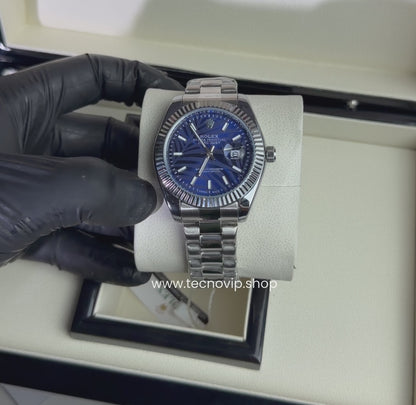 ROLEX DATEJUST SILVER AND BLUE PALMERA SEMIAUTOMÁTICO