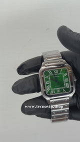 CARTIER SANTOS SILVER AND GREEN AAA