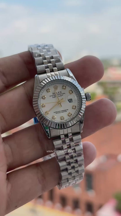 ROLEX PRESIDENCIAL SILVER AND WHITE  (MUJER)