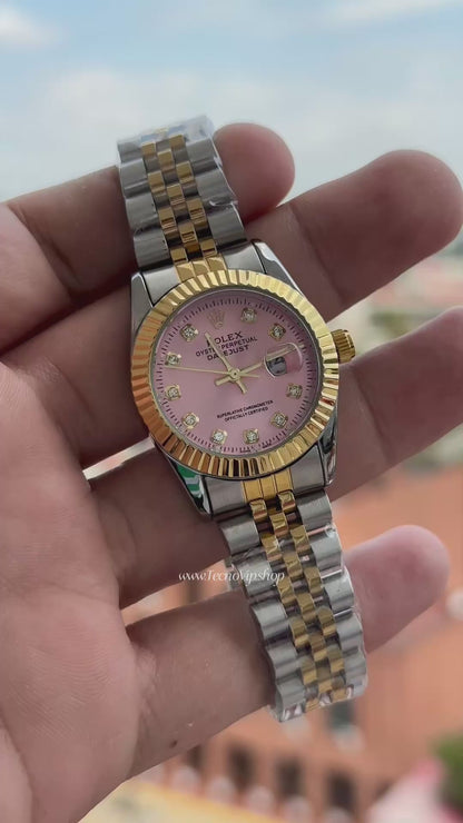 ROLEX PRESIDENCIAL PINK COMBINADO( MUJER)
