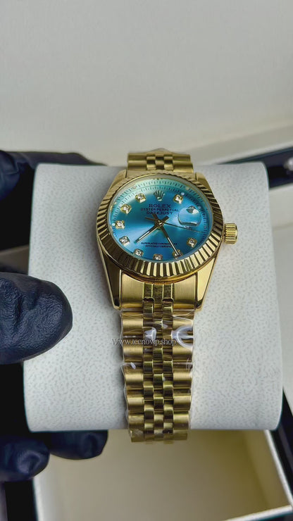 ROLEX PRESIDENCIAL GOLD AND SKYBLUE (MUJER)