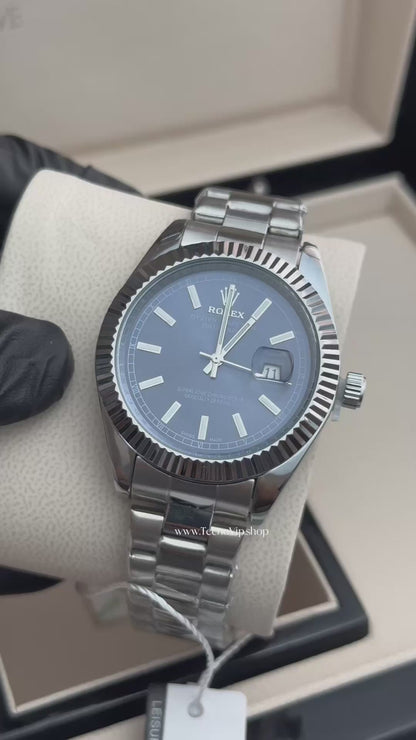 ROLEX DATEJUST SILVER AND BLUE