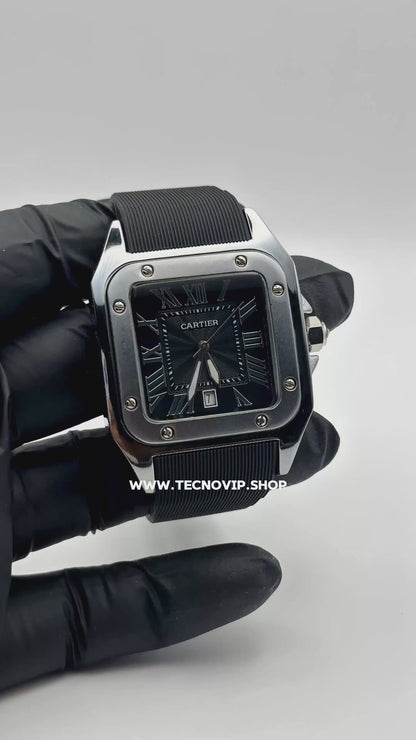 CARTIER SANTOS BLACK SILVER