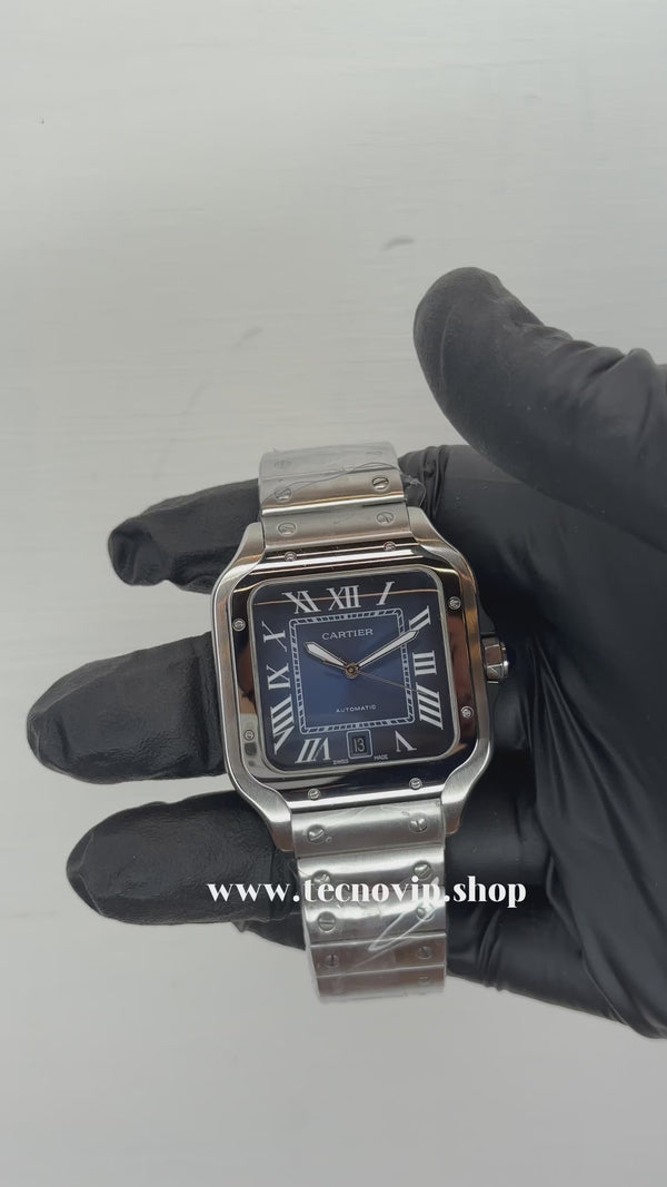 CARTIER SANTOS SILVER AND BLUE AAA