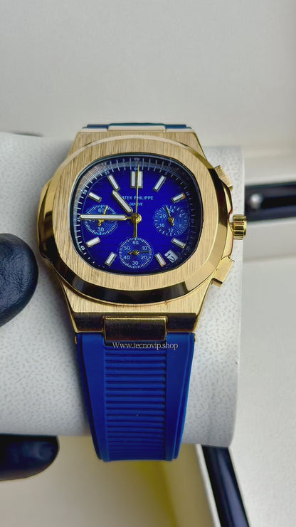 PATEK PHILLIPI CRONOGRAF GOLD BLUE FLEX