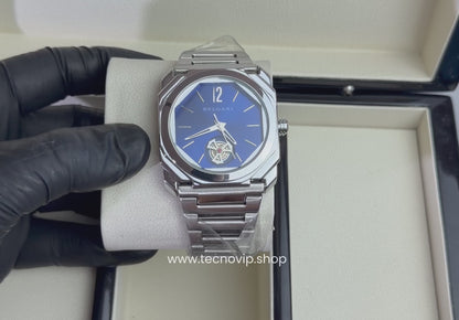 Bvlgari Octo Roma Silver And Blue