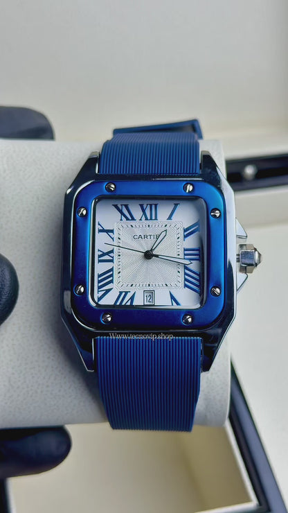 CARTIER SANTOS 100 WHITE BLUE