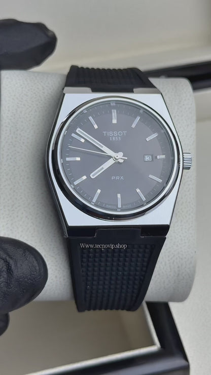 TISSOT PRX SILVER AND BLACK  SILICONA SEMIAUTOMÁTICO