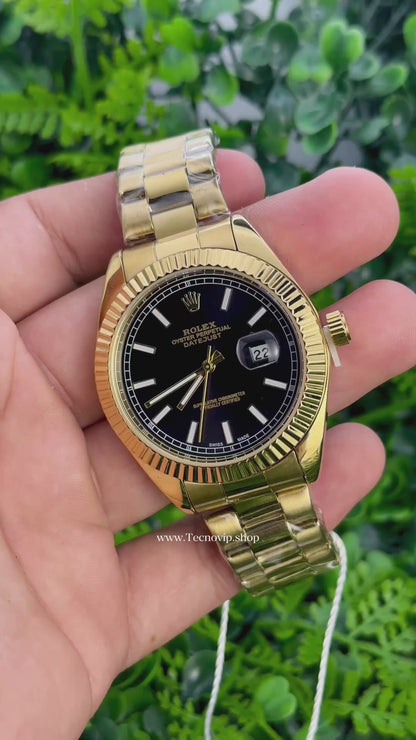 ROLEX DATEJUST GOLD AND BLACK