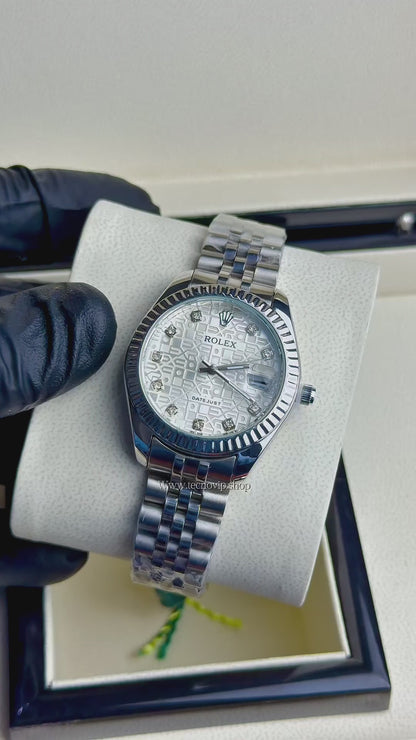 ROLEX PRESIDENCIAL SILVER AND WHITE ESTRIADO (MUJER)